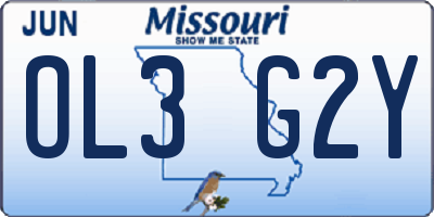 MO license plate OL3G2Y