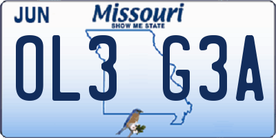 MO license plate OL3G3A
