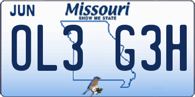 MO license plate OL3G3H