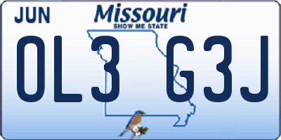 MO license plate OL3G3J