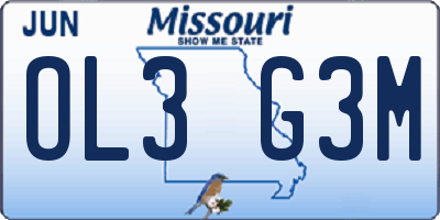 MO license plate OL3G3M