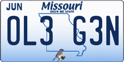 MO license plate OL3G3N