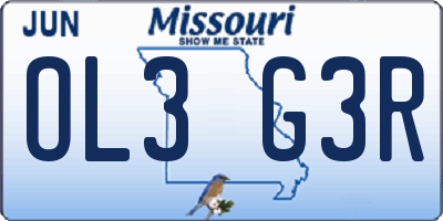 MO license plate OL3G3R