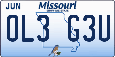 MO license plate OL3G3U
