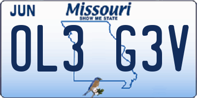 MO license plate OL3G3V