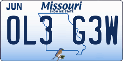MO license plate OL3G3W