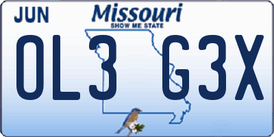 MO license plate OL3G3X