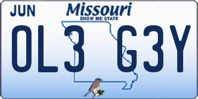 MO license plate OL3G3Y