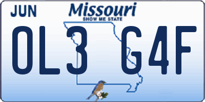 MO license plate OL3G4F