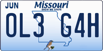 MO license plate OL3G4H
