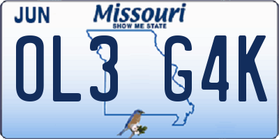 MO license plate OL3G4K