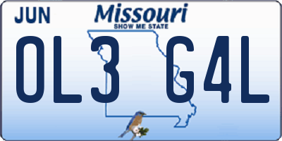 MO license plate OL3G4L