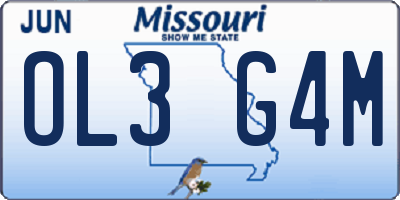 MO license plate OL3G4M