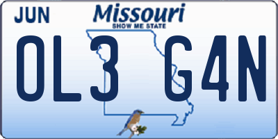 MO license plate OL3G4N