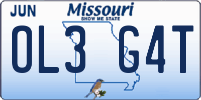MO license plate OL3G4T