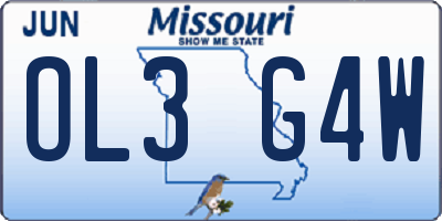 MO license plate OL3G4W