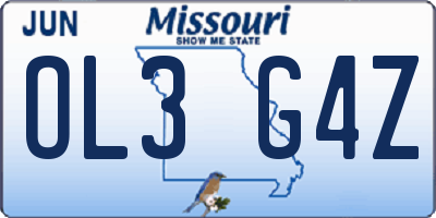 MO license plate OL3G4Z