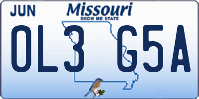 MO license plate OL3G5A