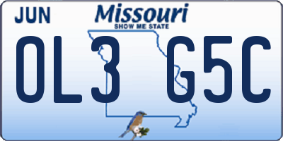 MO license plate OL3G5C