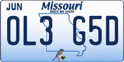 MO license plate OL3G5D