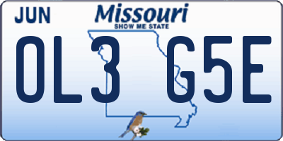MO license plate OL3G5E