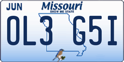 MO license plate OL3G5I