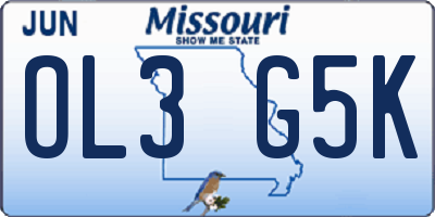 MO license plate OL3G5K