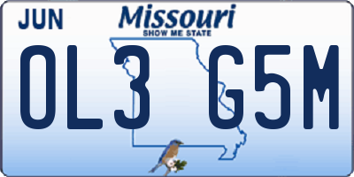 MO license plate OL3G5M