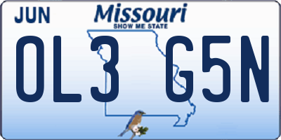 MO license plate OL3G5N