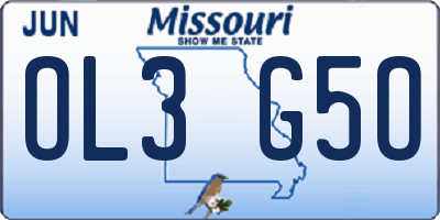 MO license plate OL3G5O