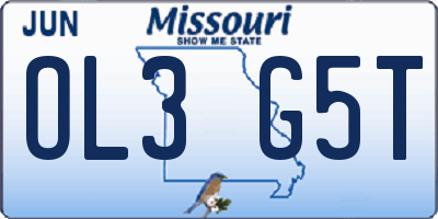 MO license plate OL3G5T