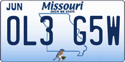MO license plate OL3G5W