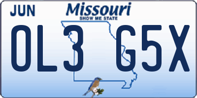 MO license plate OL3G5X