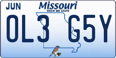 MO license plate OL3G5Y