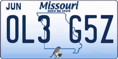 MO license plate OL3G5Z