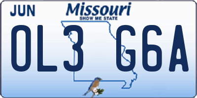 MO license plate OL3G6A