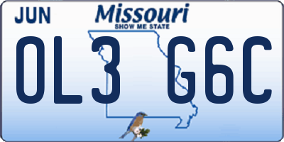 MO license plate OL3G6C