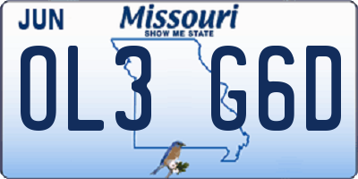 MO license plate OL3G6D