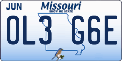 MO license plate OL3G6E