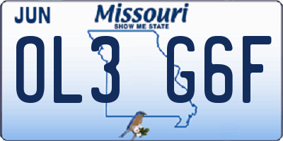 MO license plate OL3G6F