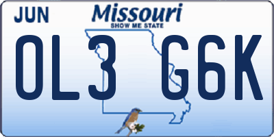MO license plate OL3G6K