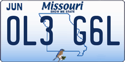 MO license plate OL3G6L