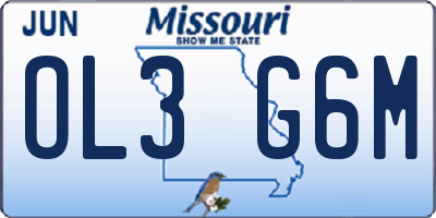 MO license plate OL3G6M