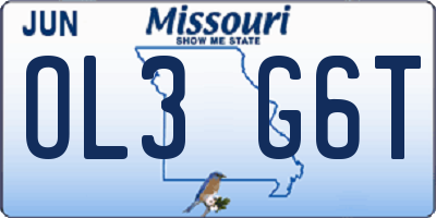 MO license plate OL3G6T