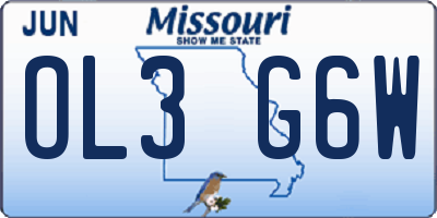 MO license plate OL3G6W