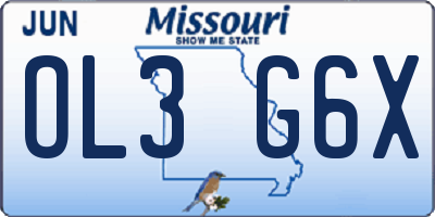 MO license plate OL3G6X