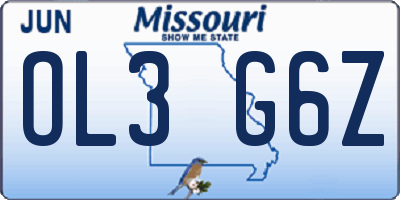 MO license plate OL3G6Z