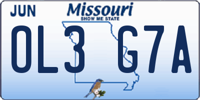 MO license plate OL3G7A