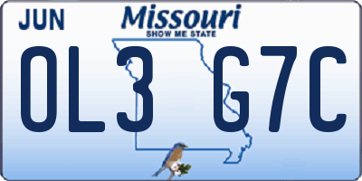 MO license plate OL3G7C