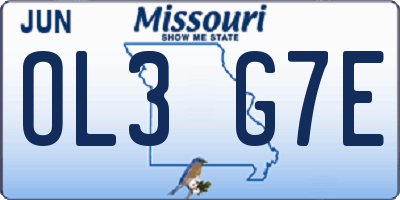 MO license plate OL3G7E